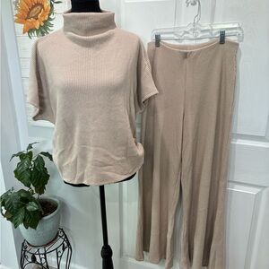Zenana Beige Knit Sweater and Pants Set NWOT
